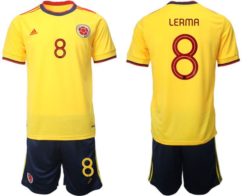 Men 2022 World Cup National Team Colombia home yellow #8 Soccer Jersey->brazil jersey->Soccer Country Jersey